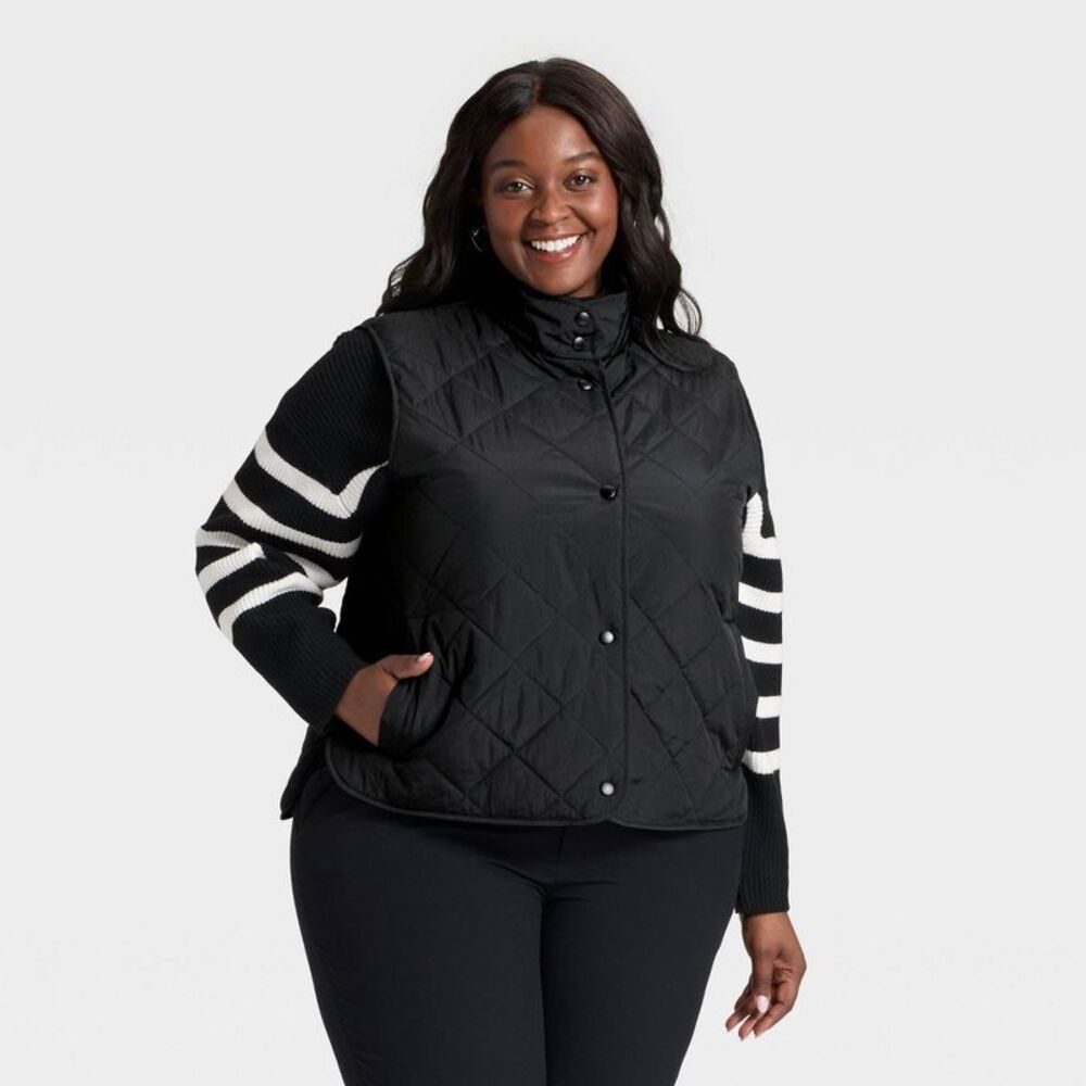 Women's Quilted Vest - A New Day Black XXL